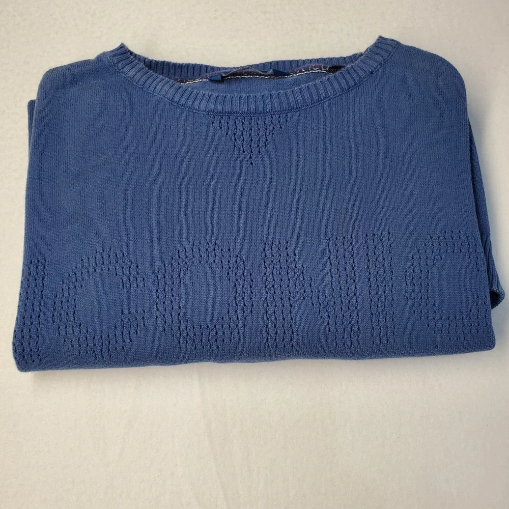 Tom Tailor Iconic Sweater 100% Cotton Mens Size Large Blue Perforate ICONIC LOGO